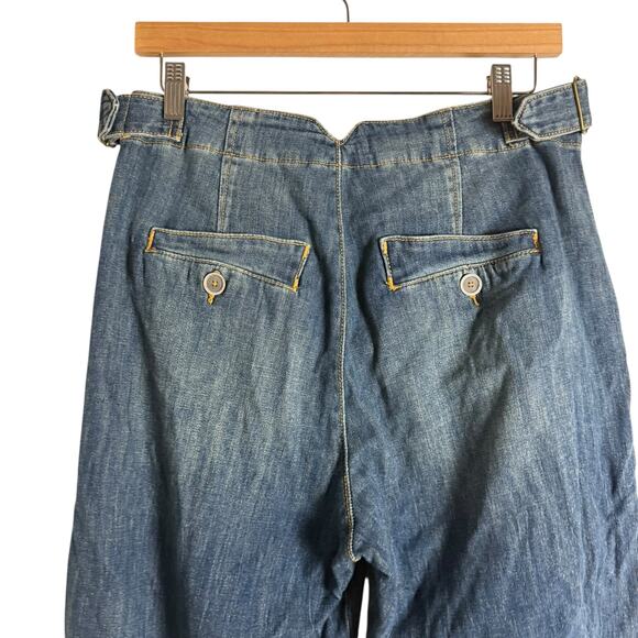 Anthropologie Pilcro and the Letterpress Cropped Wide Leg Pleated Blue Jeans 28 - Picture 7 of 11